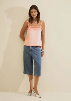 Bermuda Jeans Reta Índigo Azul