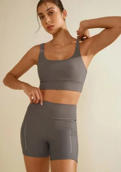 Bermuda Morena Rosa Ciclista Alta Cinza
