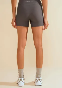 Bermuda Morena Rosa Ciclista Alta Cinza