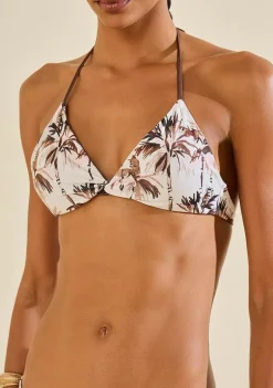 Biquini Cortininha Tropicalia Marrom/rosa