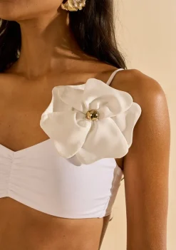 Biquíni Morena Rosa Cortinao Bojo Removível Calcinha Inteira Fina Off White