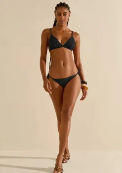 Biquíni Morena Rosa Cortininha Bojo Removível Calcinha Rolete Amarrar Preto
