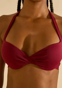 Biquíni Morena Rosa Meia Taça Com Bojo Calcinha Inteira Fina Marrom