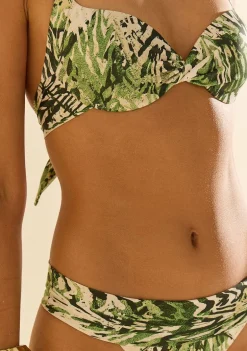 Biquíni Morena Rosa Meia Taça Com Bojo Calcinha Faixa Verde