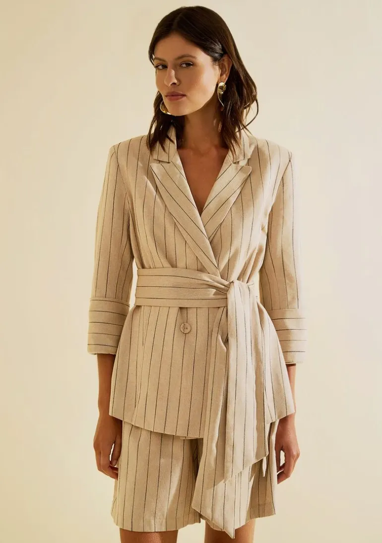 Blazer Manga Longa Cadência Bege Claro