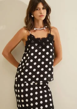 Blusa Alça Fina Sonata Preto/branco