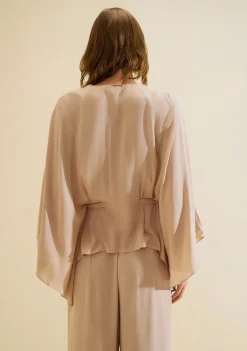 Blusa Decote V Aéria Bege