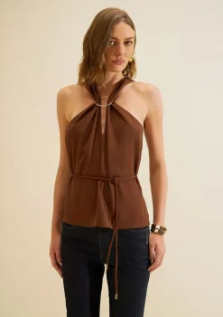 Blusa Decote V Moka Marrom