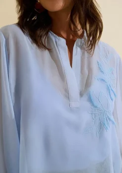 Blusa Decote V Origem Azul