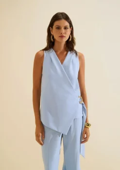 Blusa Decote V Origem Azul
