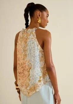 Blusa Gola Alta Florescer Azul