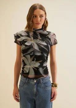 Blusa Gola Alta Miragem Preto/branco