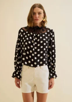 Blusa Gola Alta Sonata Preto/branco