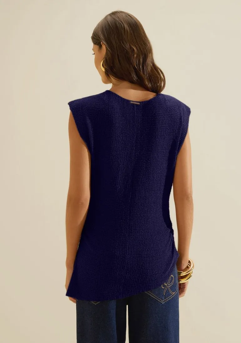 Blusa Manga Curta Favo Azul