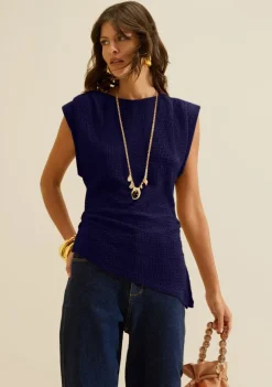 Blusa Manga Curta Favo Azul