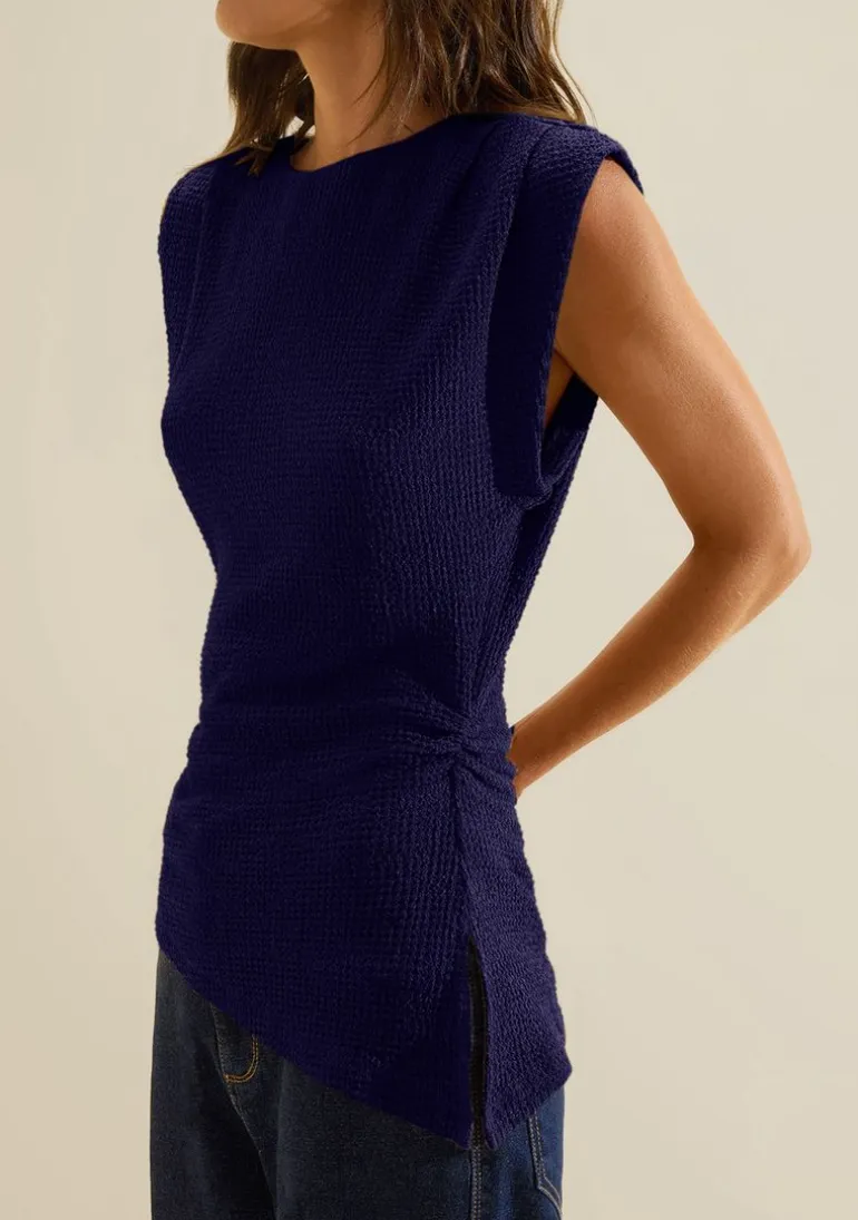 Blusa Manga Curta Favo Azul