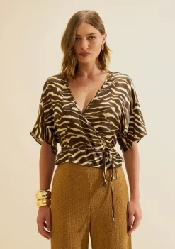 Blusa Manga Curta Miragem Bege