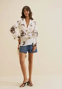 Blusa Manga Longa Arabesca Off White
