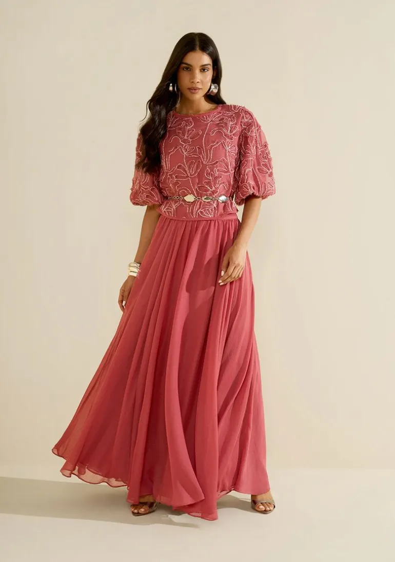 Blusa Morena Rosa Ajustada Decote Careca Manga Curta Padrão Rosa