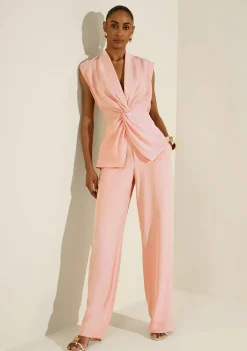 Blusa Morena Rosa Solta Decote V Sem Manga Padrão Rosa