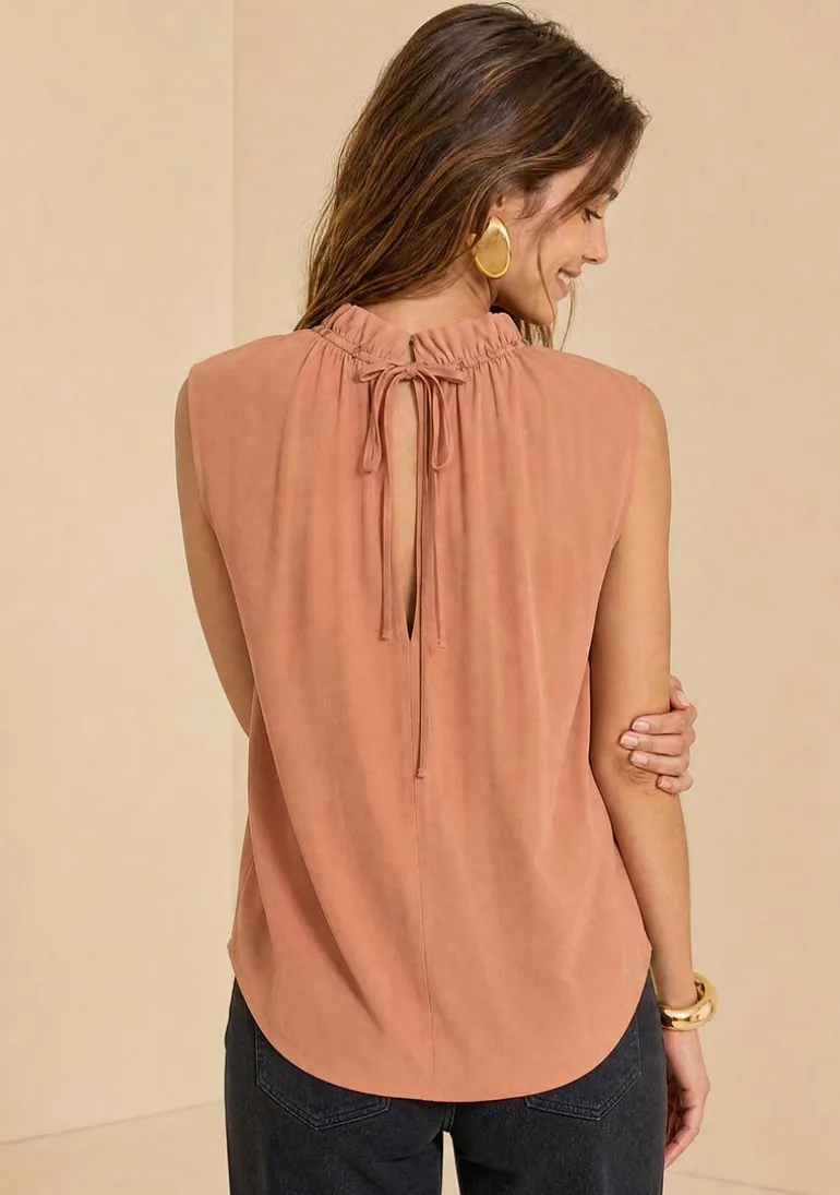 Blusa Morena Rosa Solta Decote V Manga Longa Padrão Rosa