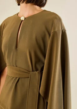 Blusa Morena Rosa Solta Decote Careca Manga Longa Padrão Verde