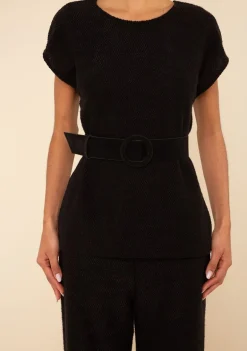 Blusa Morena Rosa Solta Decote V Manga Curta Padrão Preto