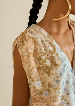 Blusa Transpassada Florescer Azul
