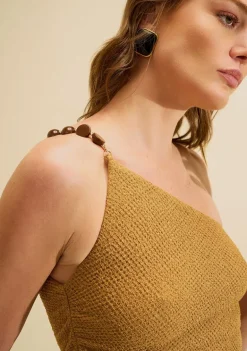 Blusa Um Ombro Só Favo Caramelo