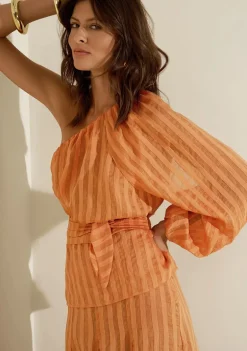 Blusa Um Ombro Só Lumina Laranja