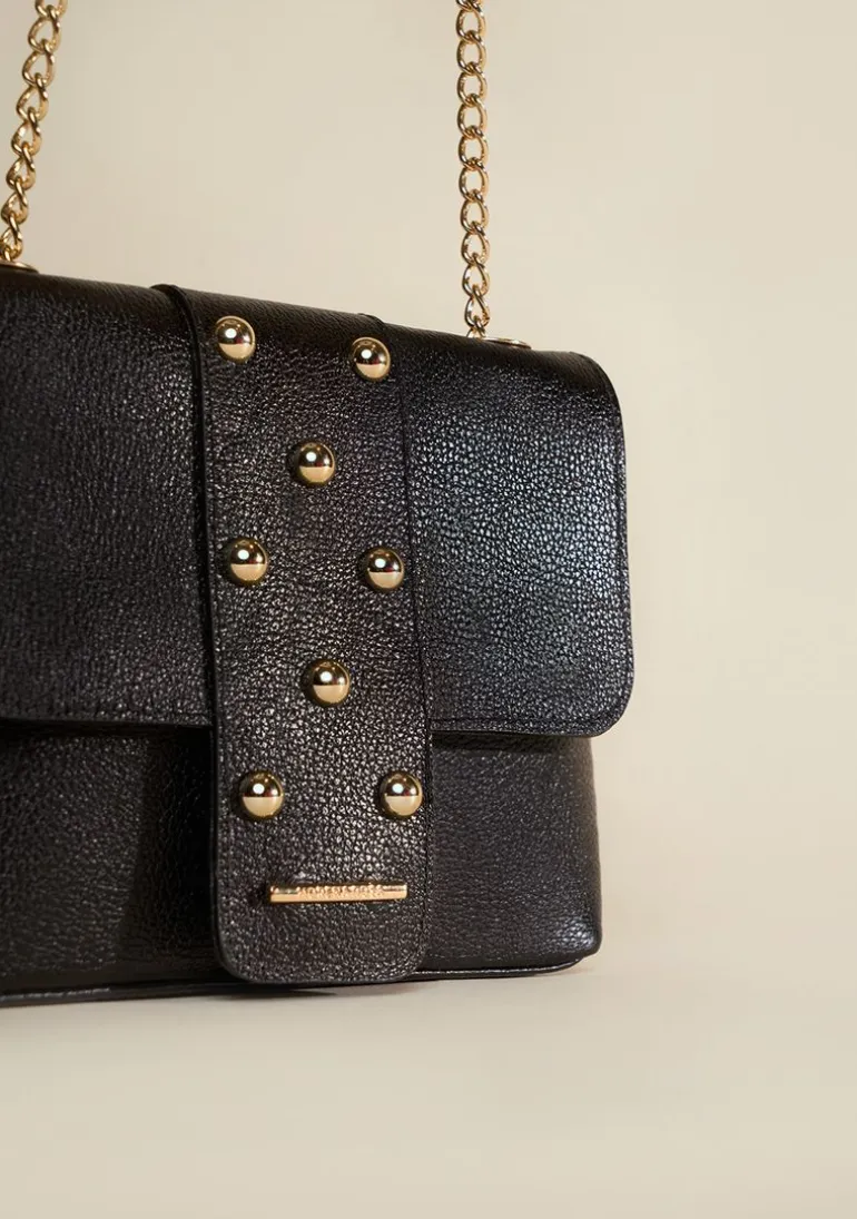 Bolsa Tiracolo Detalhe Tachas Preto