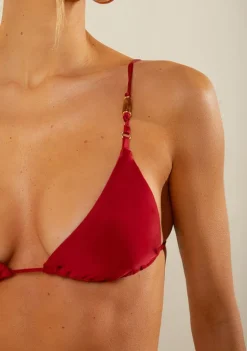 Busto Morena Rosa Isabelli Cortininha Bojo Removível Vermelho