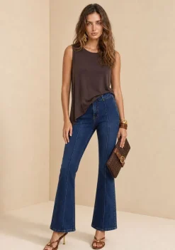 Calça Boot Cut Alta Azul