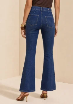 Calça Boot Cut Alta Azul