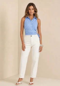 Calça Cenoura Alta Off White