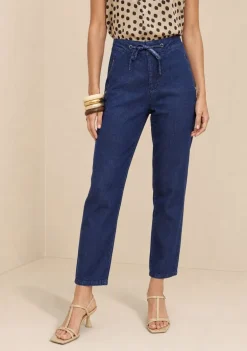 Calça Mom Média Azul