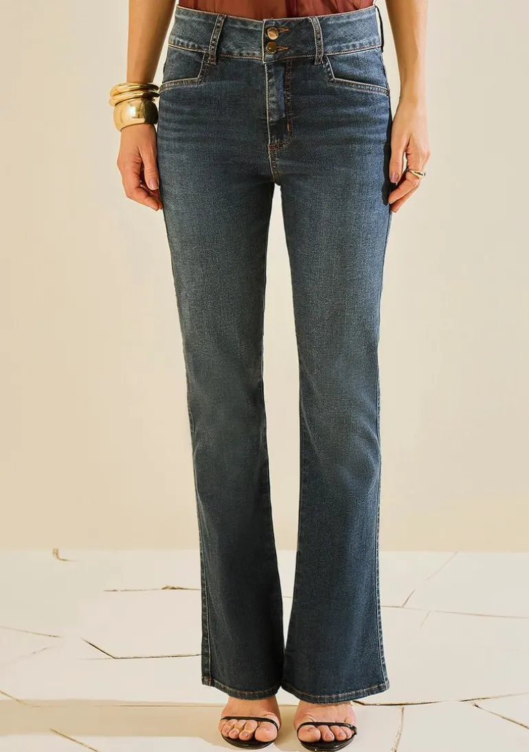 Calça Morena Rosa Boot Cut Alta Azul