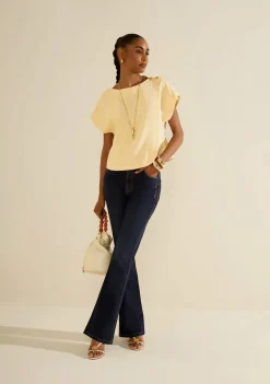 Calça Morena Rosa Boot Cut Alta Azul