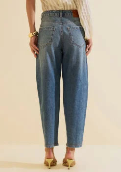 Calça Morena Rosa Cenoura Alta Azul