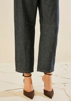 Calça Morena Rosa Cenoura Alta Azul