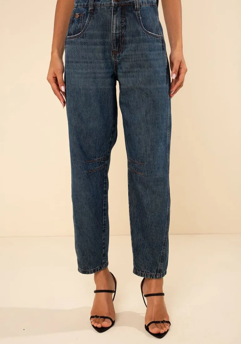 Calça Morena Rosa Cenoura Alta Azul