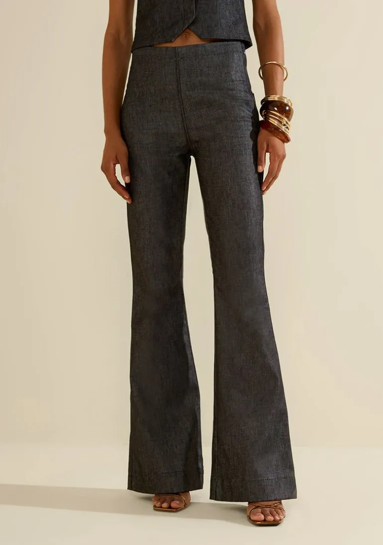 Calça Morena Rosa Flare Alta Azul