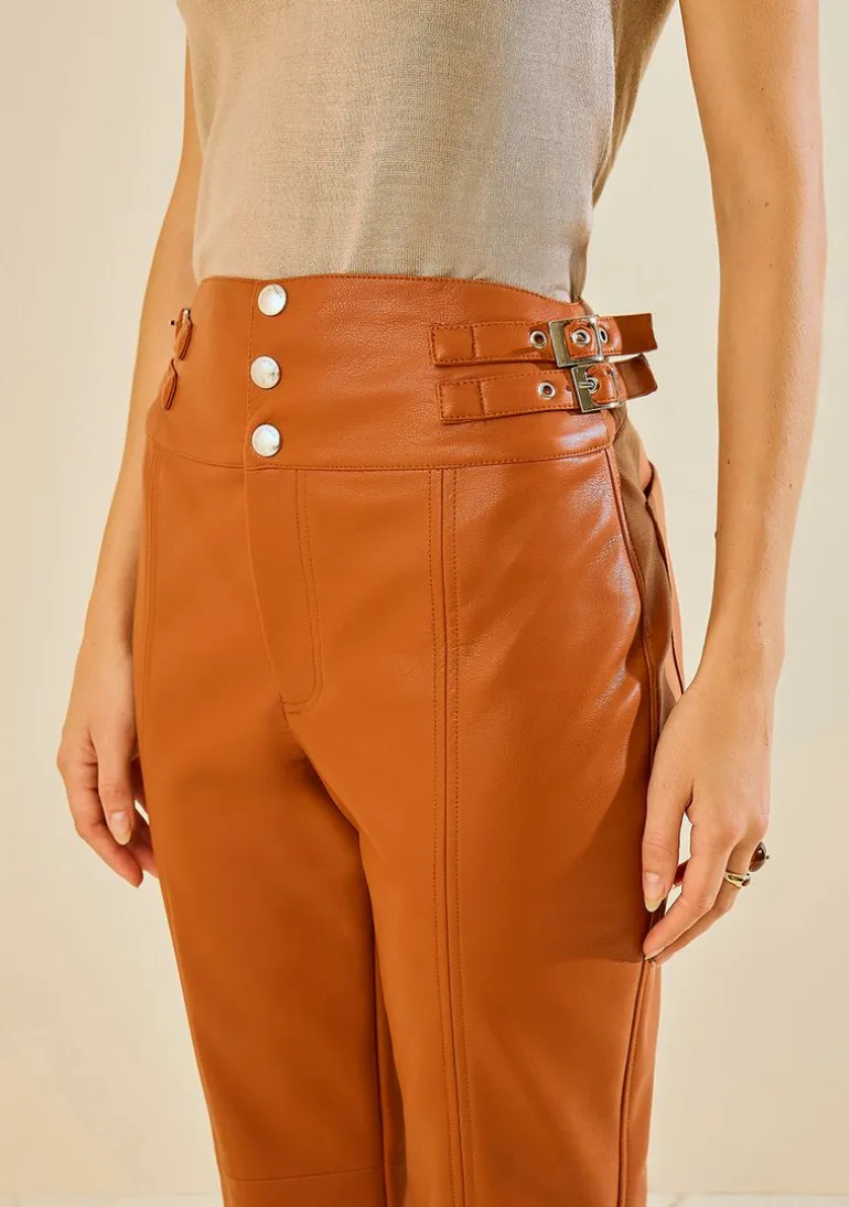 Calça Morena Rosa Flare Alta Marrom