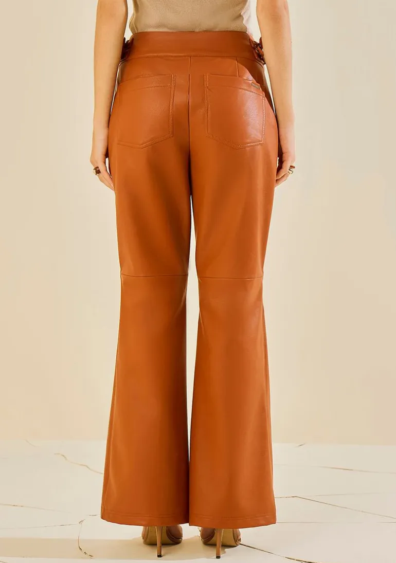 Calça Morena Rosa Flare Alta Marrom