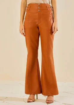 Calça Morena Rosa Flare Alta Marrom