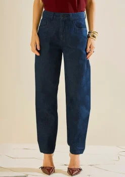 Calça Morena Rosa Mom Alta Azul
