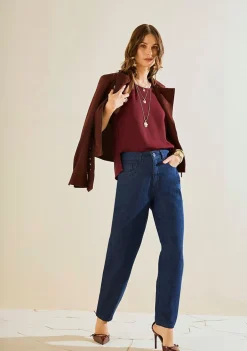 Calça Morena Rosa Mom Alta Azul