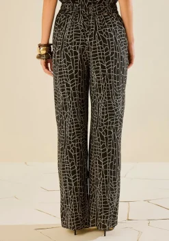 Calça Morena Rosa Pantalona Alta Preto/Branco