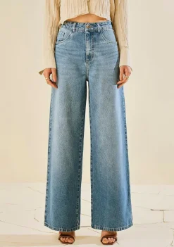 Calça Morena Rosa Pantalona Alta Azul