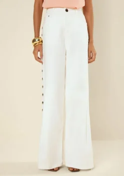 Calça Morena Rosa Pantalona Alta Off White